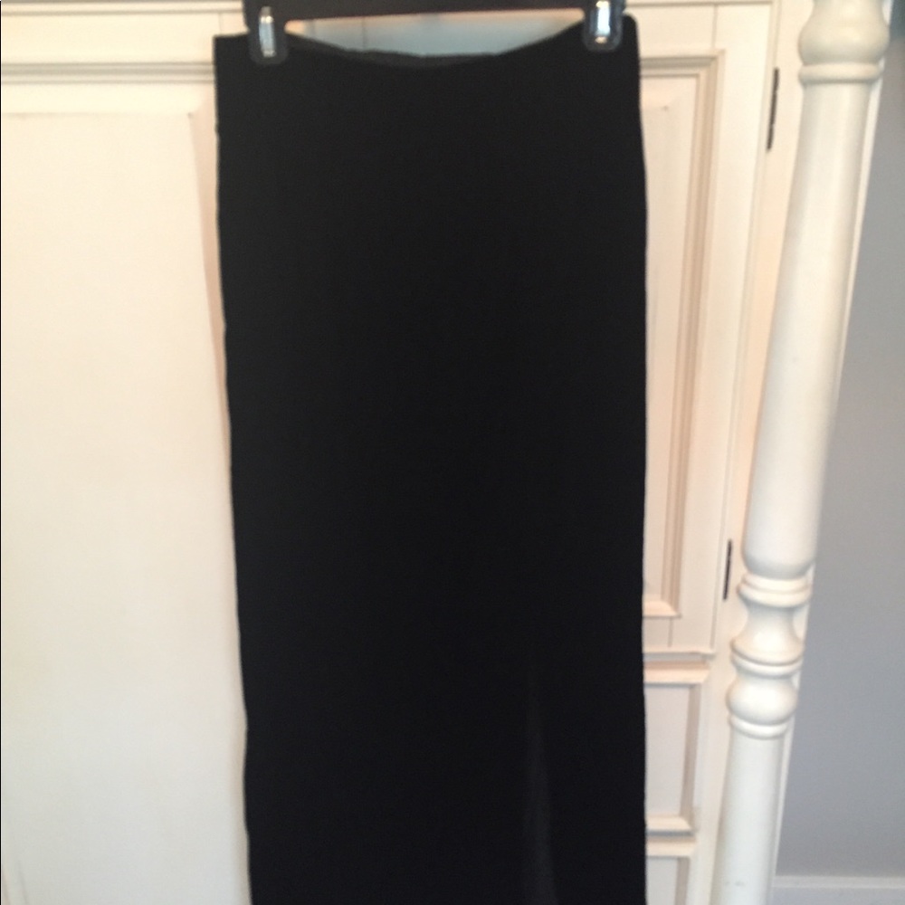EUC Beautiful vintage Black Velvet Maxi Straight Skirt with front slit